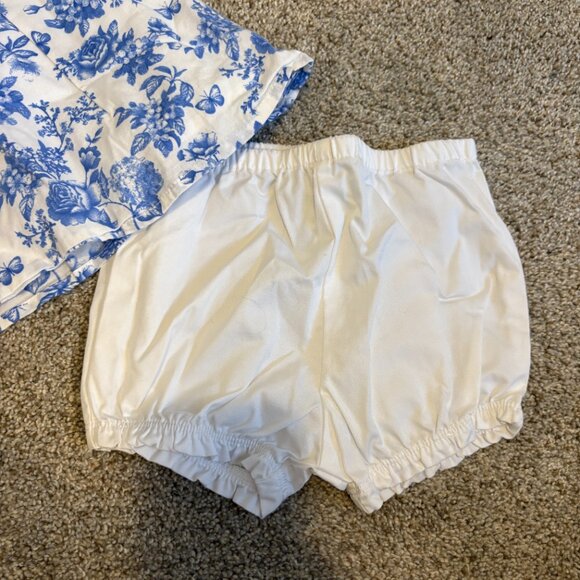 LITTLE ME Blue & White Floral Dress with Panty 9 months Ruffle - Picture 3 of 7